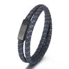 Hot Sale Punk Style Leather Cowhide Buckle Stainless Steel Magnetic Bangles Men Chain Anniversary Gift Friend