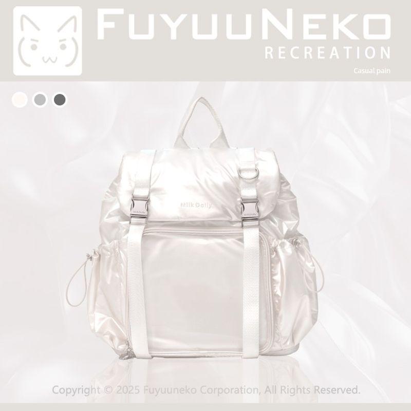 

Floating Cat Original Leisure Pain Bag Backpack Daily Schoolbag Baby Bag Drawstring Tie Plate Large Capacity Milkdolly Beige White