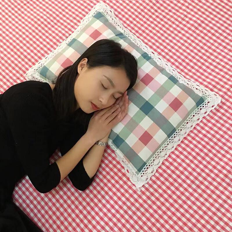 Li Shen Pink Plaid Coarse Cloth Pillow