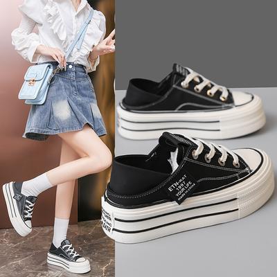 Stepping On Small White Shoes Women's Spring New Heightening Platform Women's Shoes Versatile Leather Surface Casual Sports Board Shoes