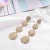 Full Diamond Geometric Circle Long Earrings Exaggerated Simple Earrings Fashion Design Earrings Women