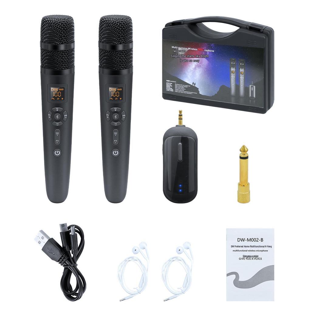 Wireless Bluetooth Dual KTV Microphone with Noise Reduction and Reverb for Home Singing