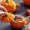 Ceramic Pumpkin Shape Mug With Lid Coffee Cup Halloween Dinnerware Perfect For Autumn Drink Decoration