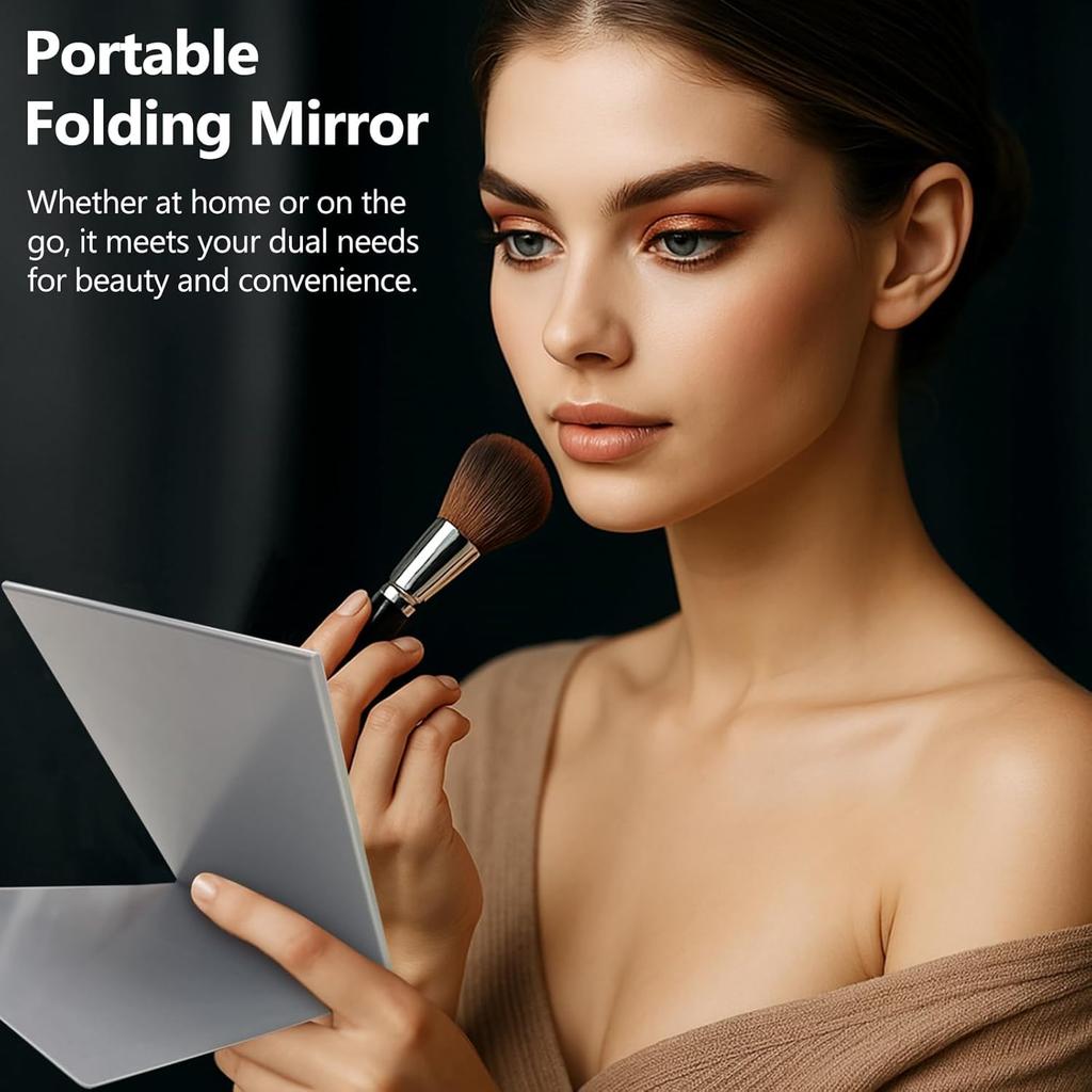 Simple Flip-Top Makeup Mirror, Portable Folding Ultra-Slim Aluminum Vanity Mirror for Makeup, Travel & Grooming, 5.91x3.94 Inch