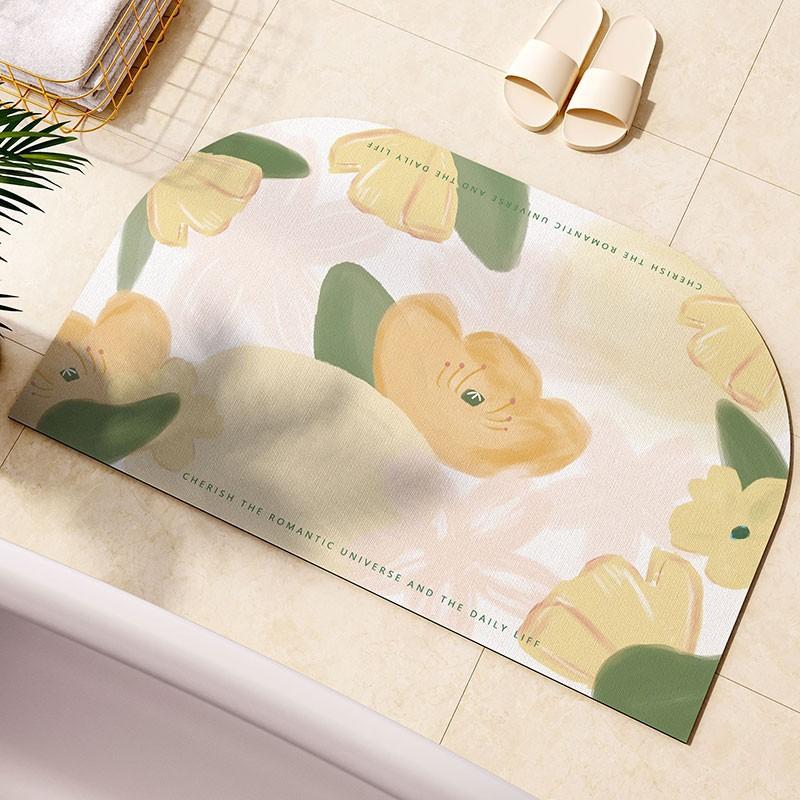 

Коврик для ванной комнаты с изображением растений и цветов в виде сердца для девочки, мягкий, диатомовый, поглощающий нескользящий коврик для ванной комнаты 40 * 60cm