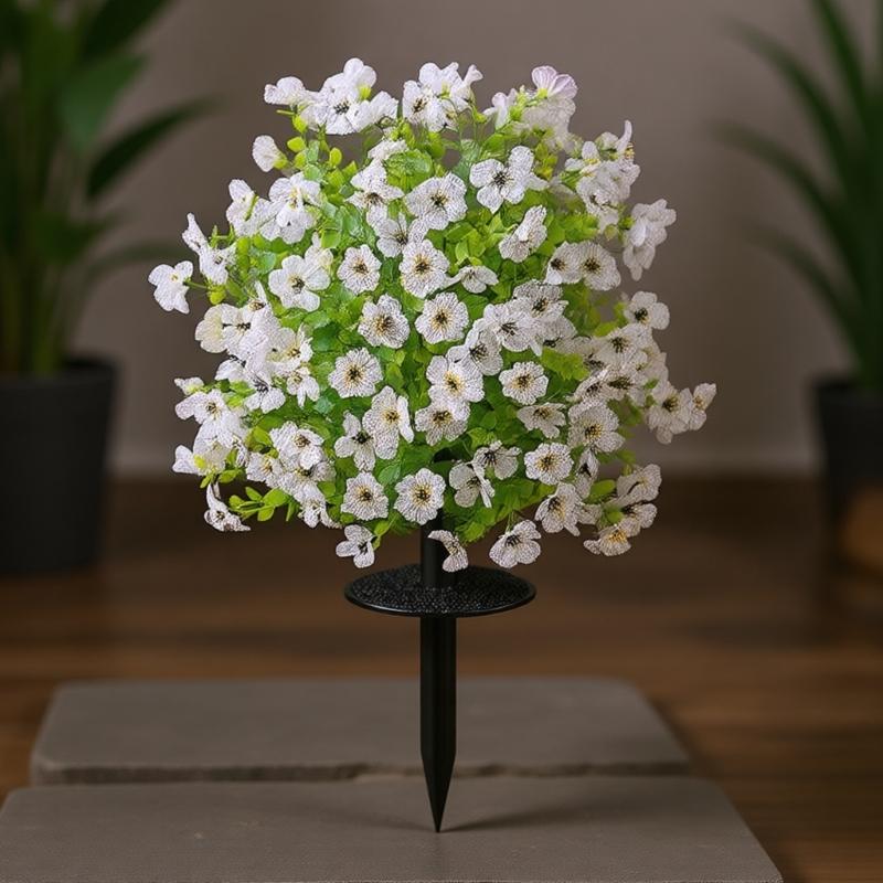 Artificial Plant Outdoor 22Inch Artificial Flower Ground Stake Weather Resistant Plastic Flower For Garden Patio Yard