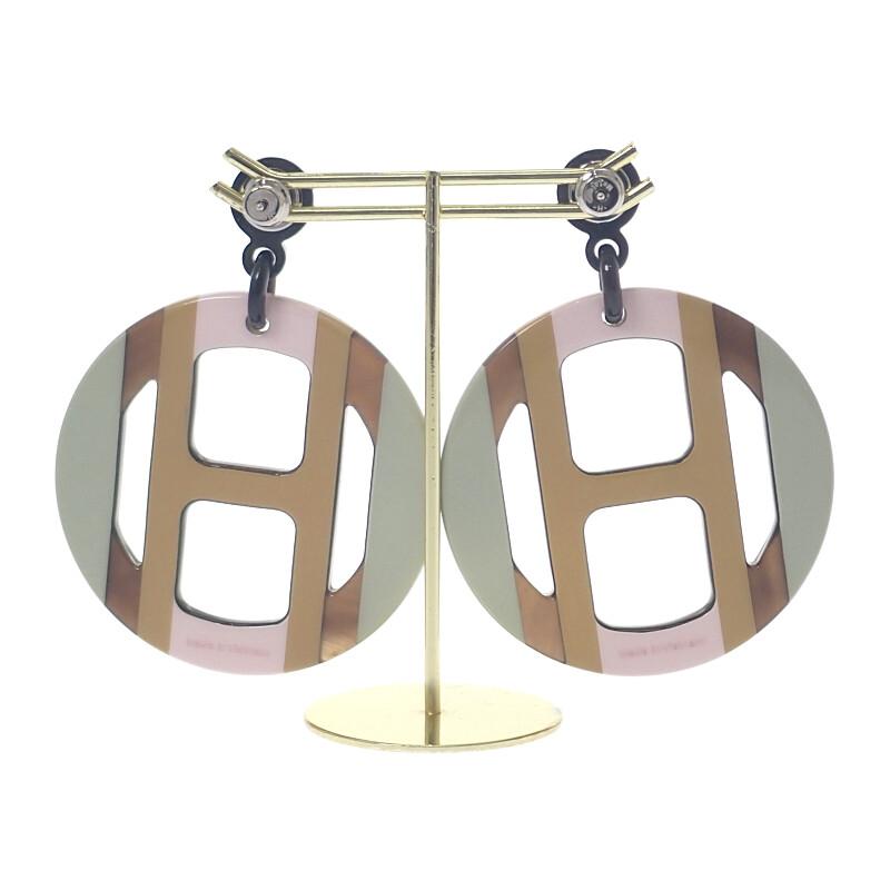 HERMES  H057086FL  Pierce Pale Green/pink Buffalo Horn Women