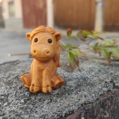 1/2Pcs Mini Wood Carving Chinese Year Horse Ornaments Zodiac Statue Cute Horse Decor Office Desktop Decor Car Decoration