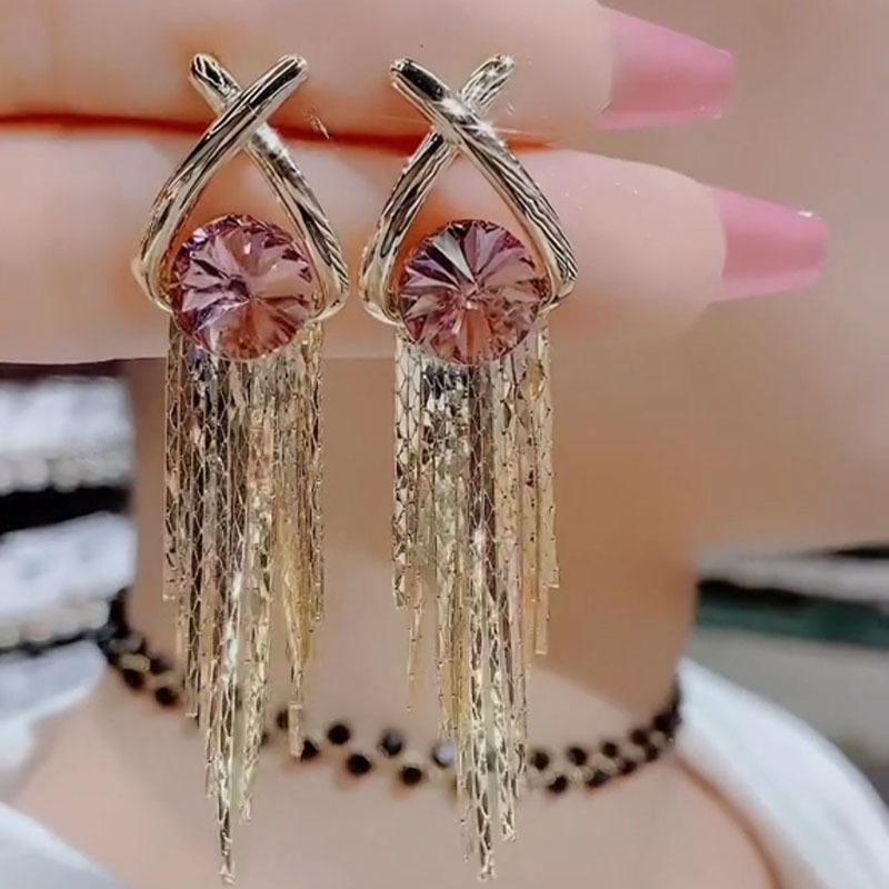 Small Niche Design, Light Luxury, High-end Earrings, Purple Tassel Earrings, New Versatile Temperament Earrings