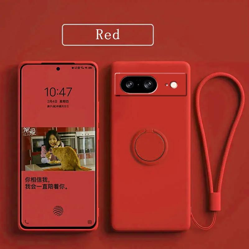 Case for Google Pixel 8 9 Finger Ring Stand Holder Slicone Cover for Pixel 9 Pro XL Solid Color Lens Protection Soft Phone Case