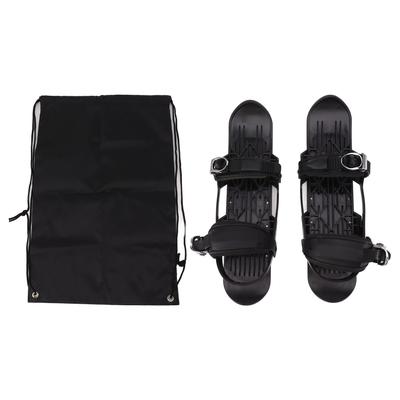 Un Par Mini Patines de Esquí Cortos Negros Control de Dirección Fácil Patines de Esquí Mini Cortos Ajustables para