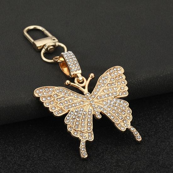 Keychain Pendant Sparkling Rhinestones Butterfly Shape Zinc Alloy Keychain Pendant with Lobster Clasp Backpack Accessory