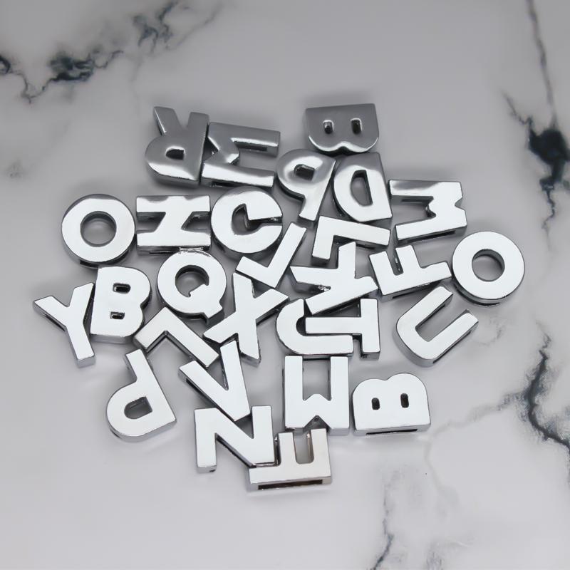 182pcs/lot 8mm 10mm Silver Plain Slide Letter Charms Alphabet A-Z For Bracelet Wristband Keychain Pet Collar DIY Jewelry Making