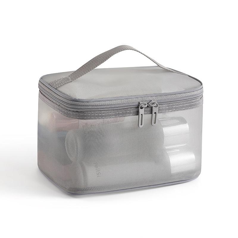 

Travel Mesh Wash Storage Bag Makeup Organizer Cosmetics Make Up Skincare Box Plastic Container Handbag For Women Men Bathroom single layer серый