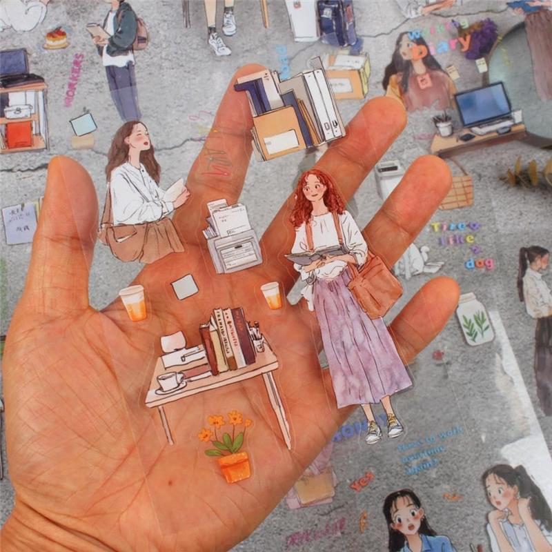 Women Journal Sticker Book PET People Stickers For Journaling Scrapbooking Junk Journal Supplies Office Quiet