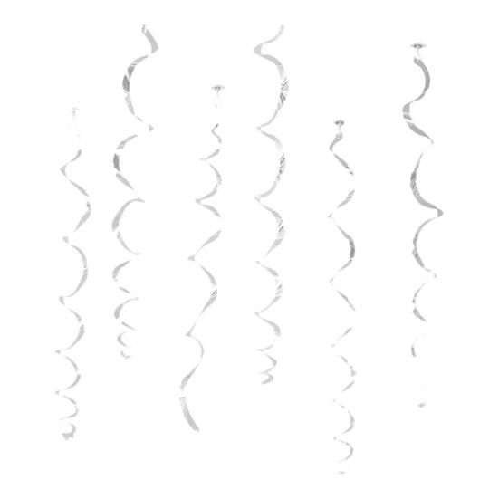 6 Pcs Colorful Ceiling Swirl Foil Decorations Plastic Hanging Spiral Streamers for Wedding Birthday Graduation New Year Party Decoration