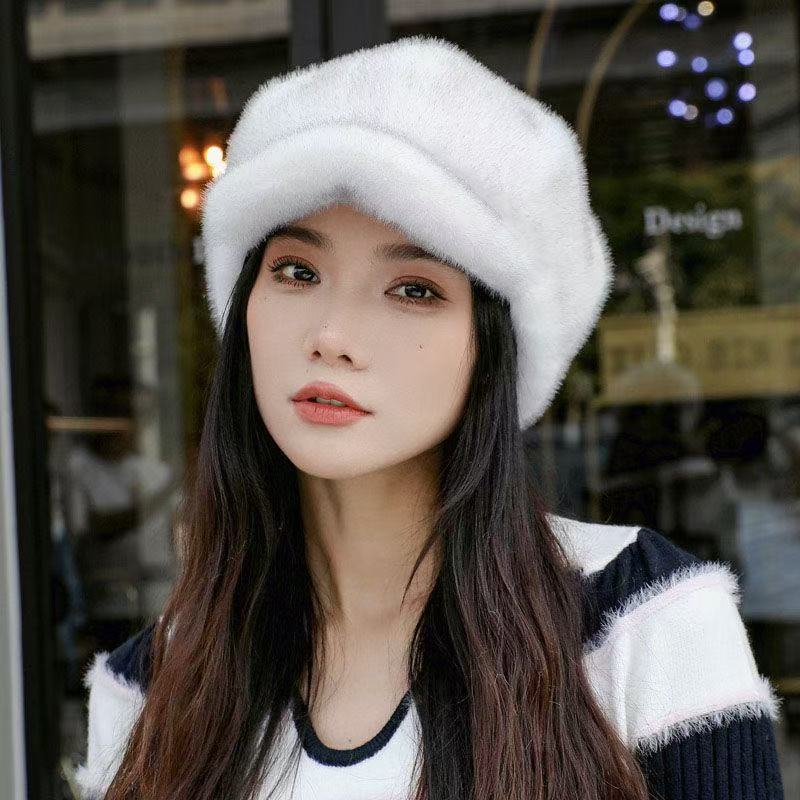 Women S Faux Fur Beret Winter Warm Thick Fashionable Hat