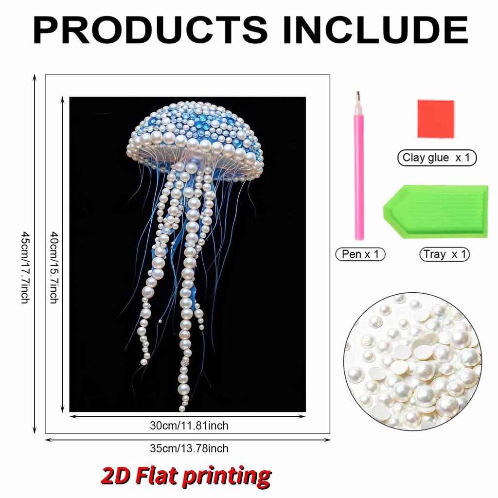 DIY Diamond Art Pearl Painting Kit for Adults,Jellyfish Special Shaped Pearl Art Painting Wall for Home Office Decor Handmade Gift