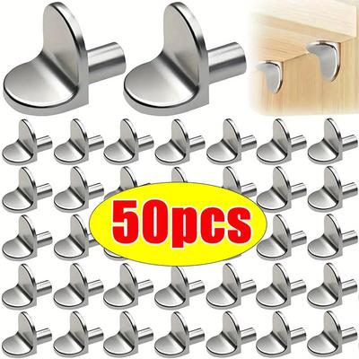 50pcs L - Shaped Shelf Support Studs: Fix Wooden/Glass Boards In Cabinets, Ideal Furniture Bracket Holders