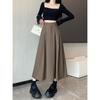 Summer 2025 Women's Black A-Line Pleated Umbrella Skirt - Flattering, Long, and Trendy