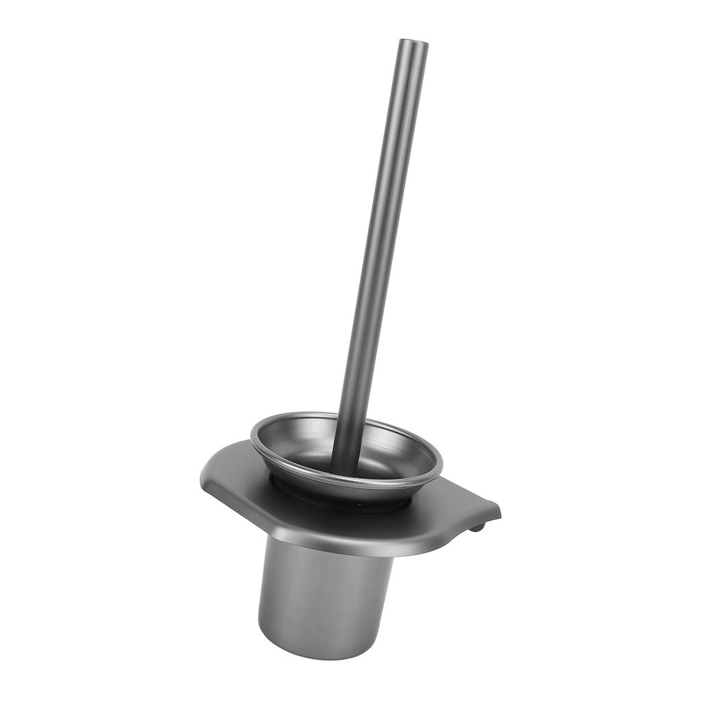 Toilet Brush with Storage Holder Aluminum Alloy Long Handle High Density Bristles Space Saving Toilet Scrubber for Home
