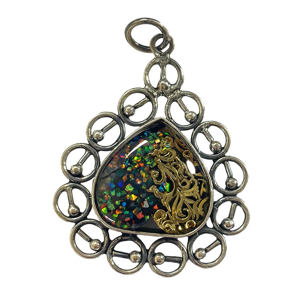Natural Opal Pendant 33 ct Australia Pear Cut 925 Sterling Silver October Birthday Birthstone