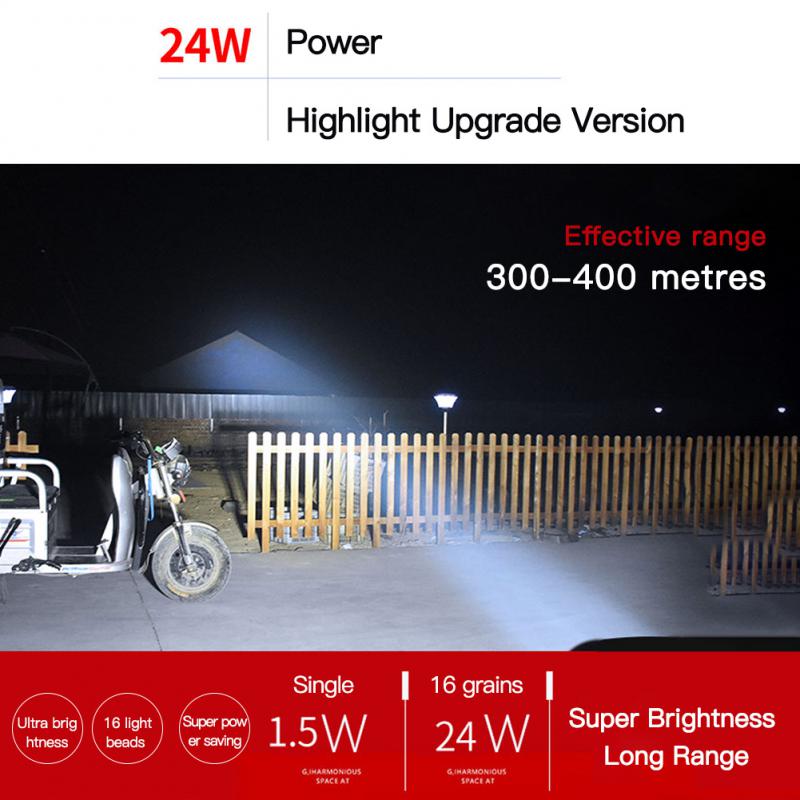 Motorcycle Headlight 12V Motorbike Spot Head Light 8 12 16 LED Scooter ATV Moto Headlamp Motor Auxiliary Driving Work Light