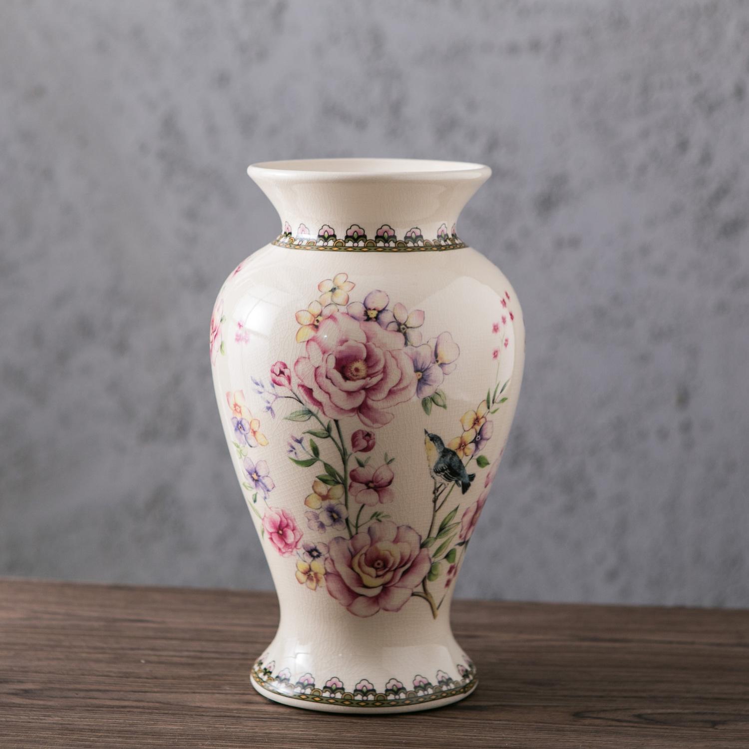 

Ваза американская керамика высокого класса сине-белый фарфор гостиная декоративная цветочная композиция легкая роскошь большой орнамент