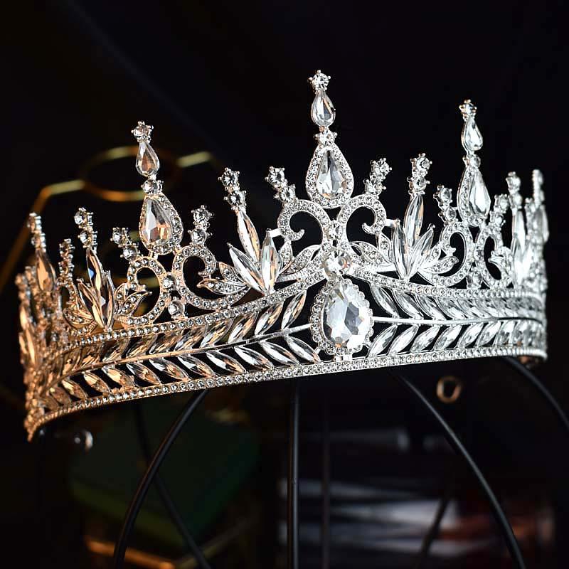 European and American High End Semi Round Crowns Bride's Headwear Crystal Birthday Crowns Dinner Studio Hair Crowns and Fashion Show Accessories