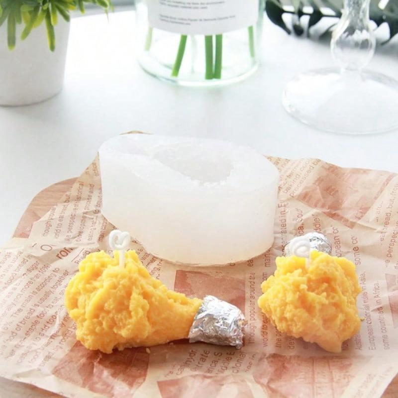 1PC 3D Simulation Fried Chicken Thighs, Aromatherapy, Plaster, Candles, Handmade Soap DIY Materials, Baking Silicone Molds, Suitable For Baking, DIY