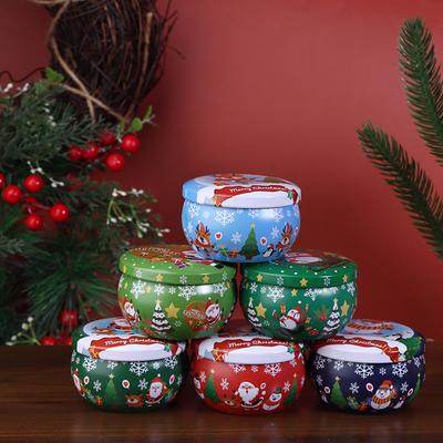 1Pc Christmas Tinplate Jars Coffee Tea Spice Candy Jewelry Storage Case Candle Making Containers Decorations Box Party Gift Jars