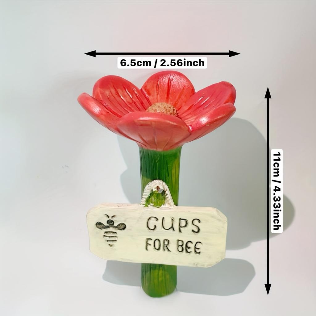 Bees Watering Station, Garden Resin Floral Bee Feeder with Colorful Butterfly Bath Tub, No Wooden Stick for Outdoor Decoration