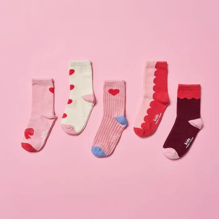 Monday To Friday Socks 5-Piece Set Heart Ribbon