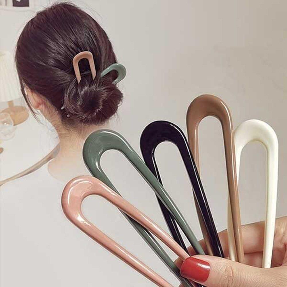 

Mno Simple Hair Comb U-Shaped Updo Hair Chopsticks Hairpin 1P pink