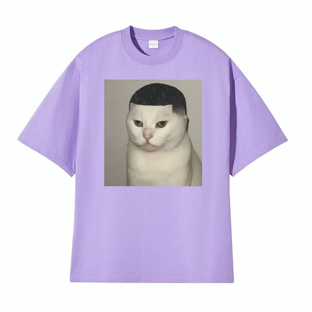 Funny Haircut Unhinged Cat Meme Printed T Shirt Unisex Women Casual Cotton High Quality Tshirts Fashion Cool Classic Humor Tshirt