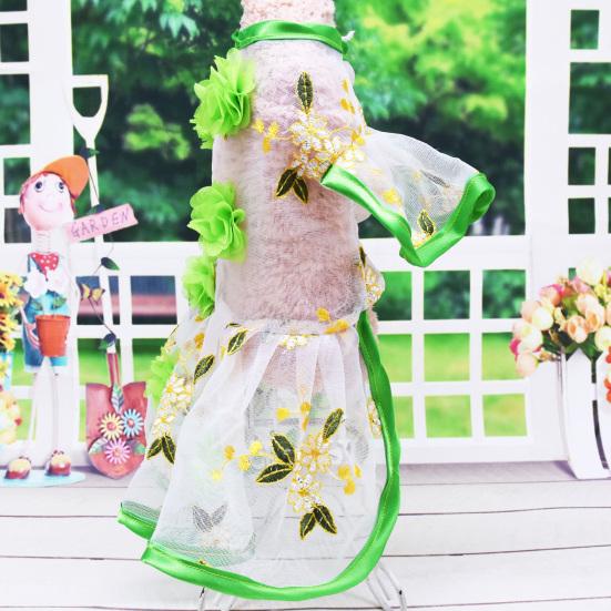 Puppy Dress Breathable Comfy Net Yarn Pretty Floral Dog Princess Dress for Summer