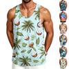 Herren Freizeit Hawaiian Print Outdoor Sport Tanktop Ärmellos Rundhals Sommer Strandkleidung Leichtes Atmungsaktives Gewebe