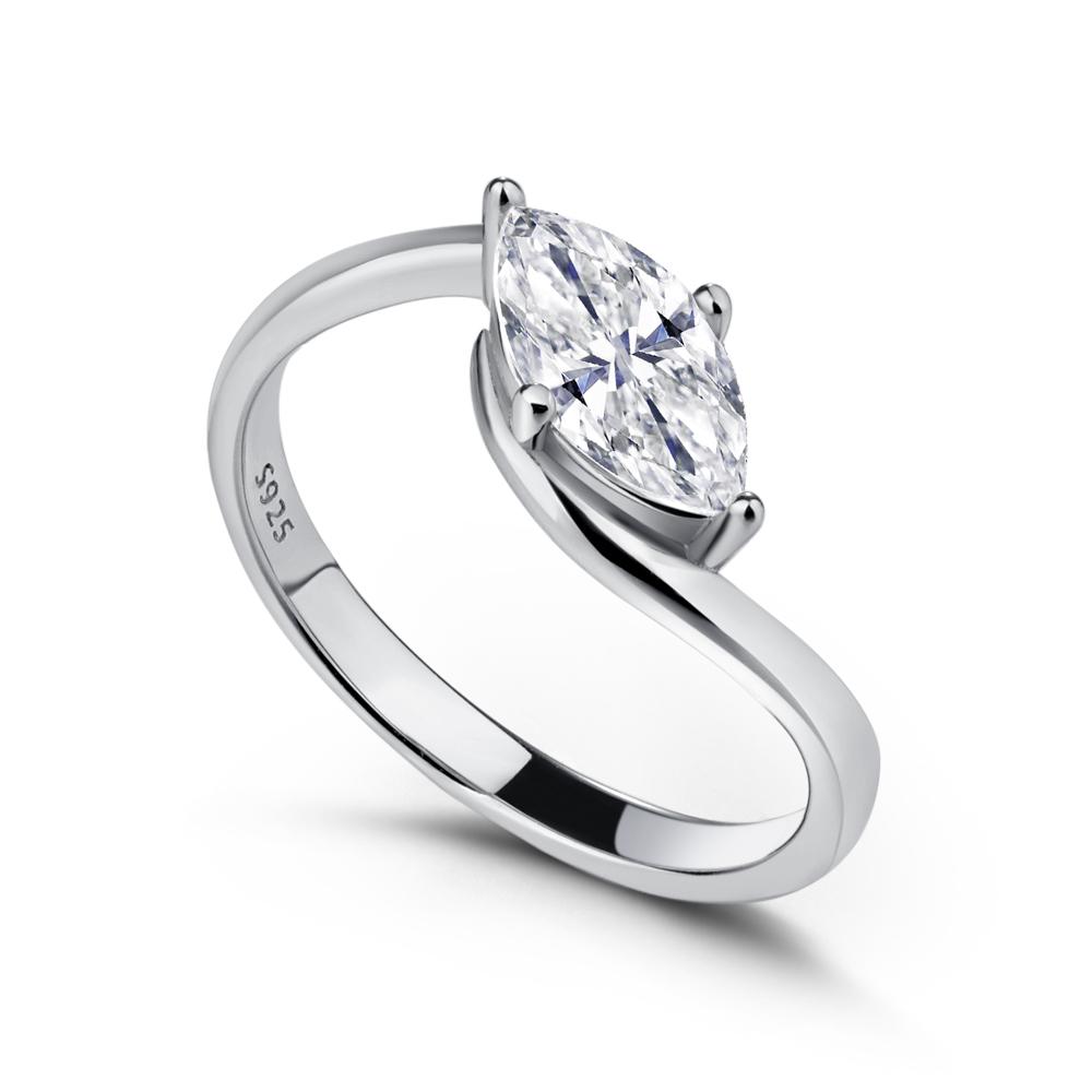 East West 1/2CT Marquise Cut Moissanite Ring for Women  Copper18K Gold Plated Bypass Solitaire Diamond Wedding Band Jewelry