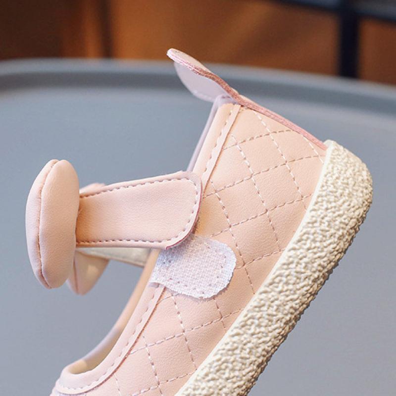 Sert Kızlar Velcro Prenses Ayakkabı Bebek Kız Fiyonk Ayakkabı Çocuk Kampüs Tarzı Deri Ayakkabı