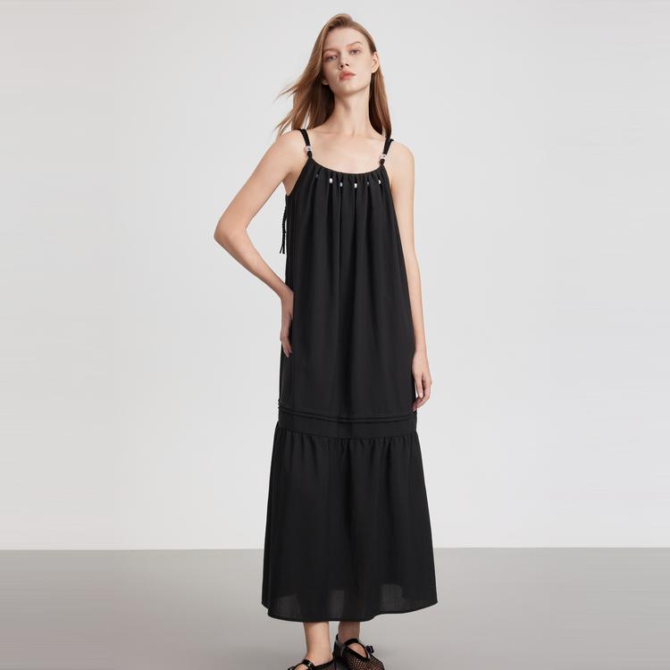 ELLE French Linen Vacation Slip Dress Women Dresses EL51455