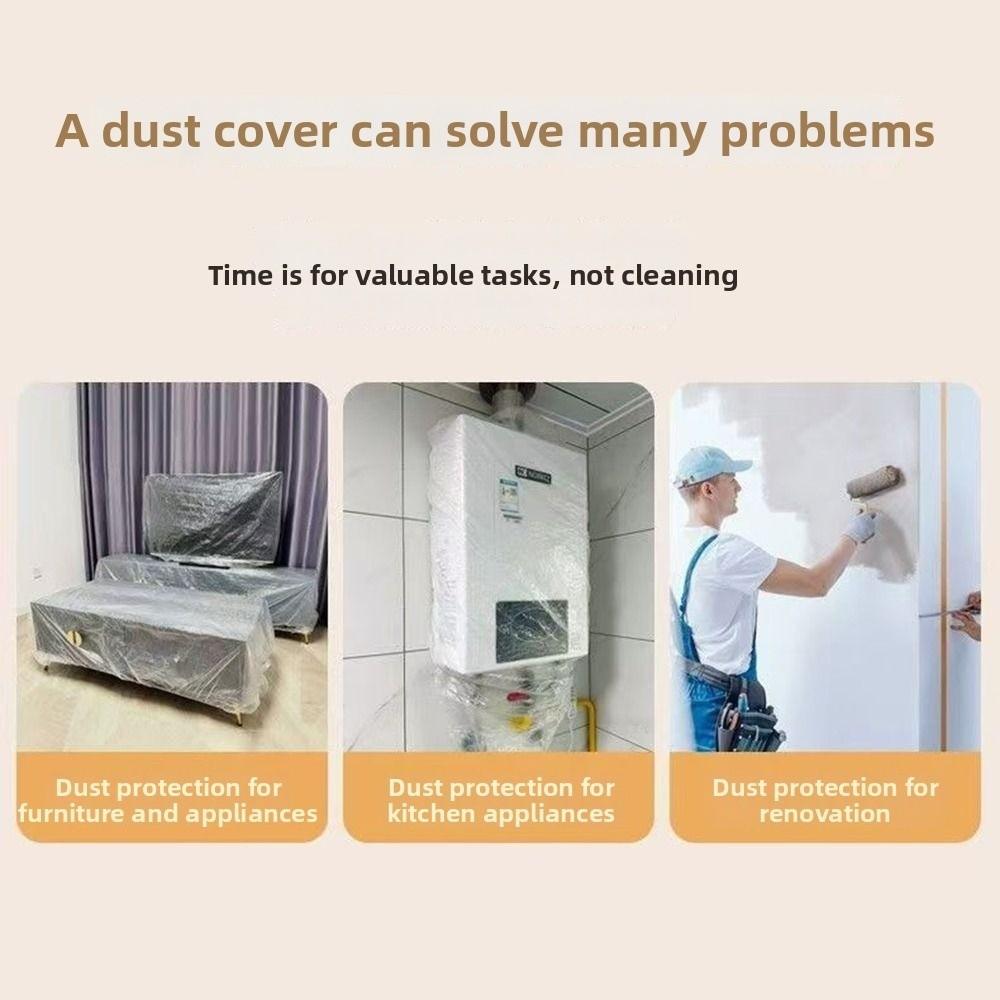 3Pcs Transparent Disposable Bed Dust Cover Waterproof Elastic Edges Furniture Protection Thick Plastic Easy Application