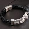 Friendship Man Bracelets Stainless Steel Braided Genuine Leather Wristband Cuff Bracelet Men Jewellery Gifts for Boyfriend Him
