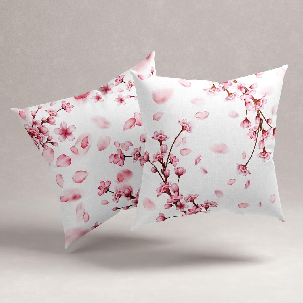 Cherry Blossom Polyester Pillowcases Double-Sided Floral Pattern Decorative Cushion Covers For Sofa Bed Living Room Home Decor