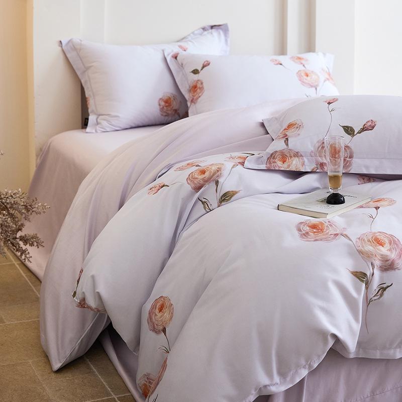 Pure Cotton Fresh Style Bedding Set: Modern Minimalist Duvet Cover, Sheet & Fitted Sheet for Spring/Summer