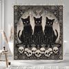 Schwarze Katze Ölmalerei Kunstwerk Duschvorhang Bohemian Sandfarben Bunt Bemalt Polyester Badezimmer Vorhänge Badezimmer Dekor mit Haken