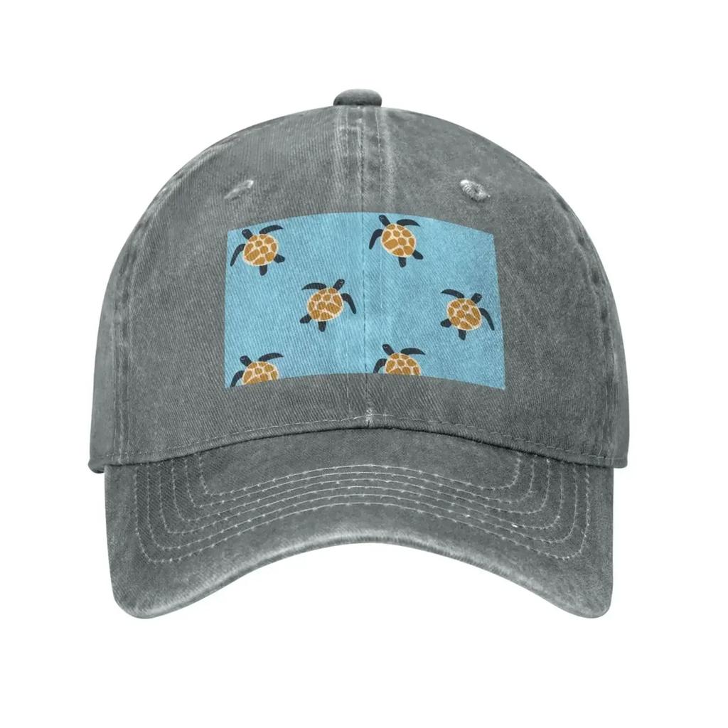 Kreslená želva Vintage kovbojská baseballová čepice Táta kšiltovka Unisex Nastavitelná trucker kšiltovka pro každodenní