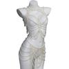 Modern Faux Pearls Body Necklace for Women Adjustable Strap Shoulder Chain Great for Celebrations and Day To Day Fashion
