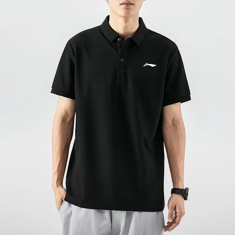Li-Ning Embroidered Logo Quick-Dry Casual Sports Polo Shirt Men Tops Black APLT139-1