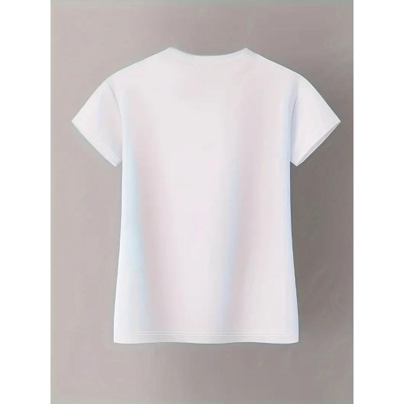 European Size Stylish printed short sleeve T-shirt for women, crew-neck medium stretch, fabric, suitable for all seasons