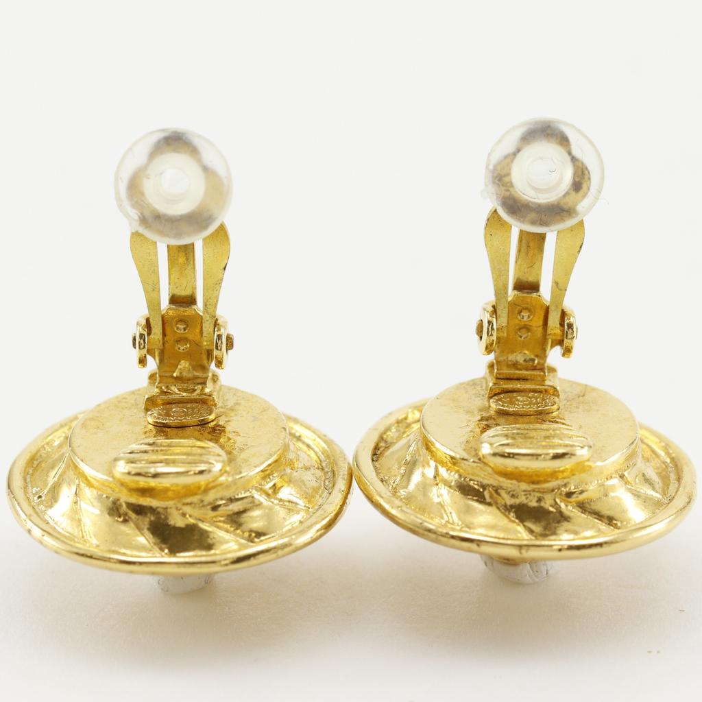 CHANEL COCO Mark Earring vintage Plated Gold/Fake pearl 15.0g Women Used
